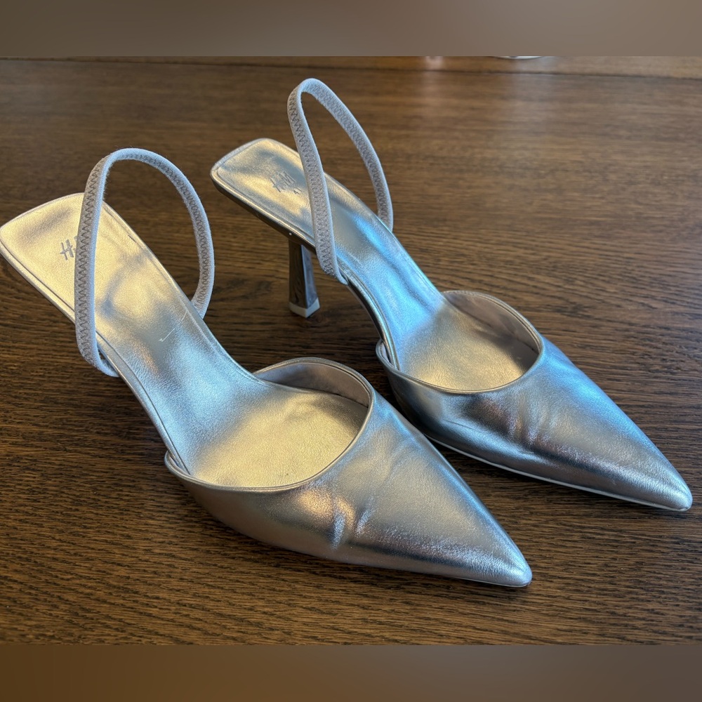 Silver Slingback Heels